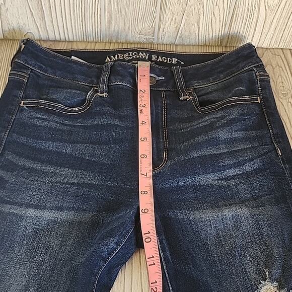 American Eagle Hi-Rise Jegging JeansDistressed Dark Wash Women's 4 - Picture 10 of 14
